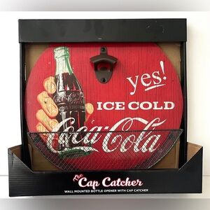 NEW Coca-Cola Wall Mounted Bottle Opener/Cap Catcher